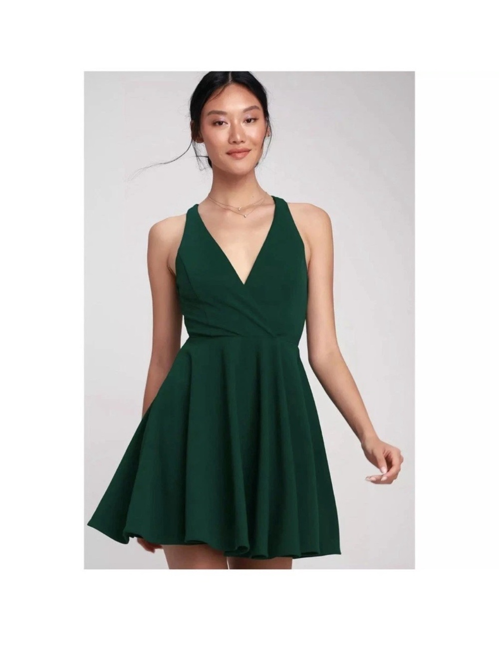 Lulus Wonder Whirl Dark Green
Twist Back Party Dress Deep V Size
Small HOCO